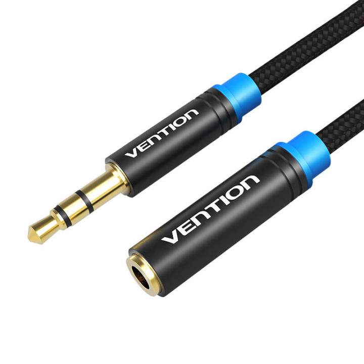 Kabeļa audio pīts 3,5 mm vīrišķais-sieviešu ventilācijas atvere VAB-B06-B100-M 1 m melna