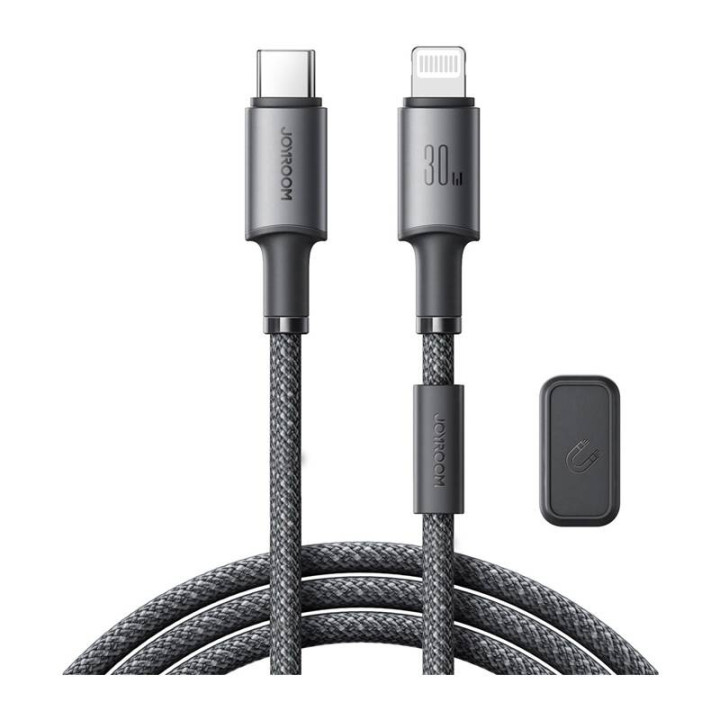 Joyroom 30 W USB-C Lightning kabelis, 1,2 m pelēks
