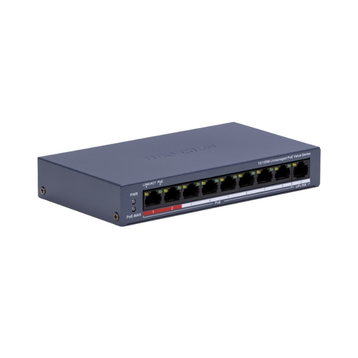 Hikvision DS-3E0109P-E/M(C) 8 portu PoE slēdzis 64W