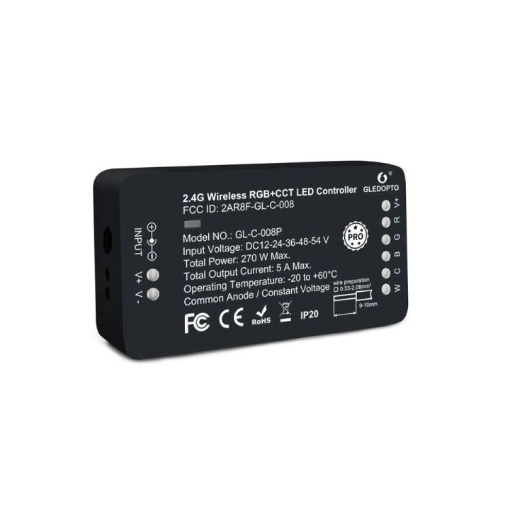 Gledopto GL-C-008P, Zigbee Pro RGB+CCT LED kontrolieris (Zigbee+RF) 12V-54V DC