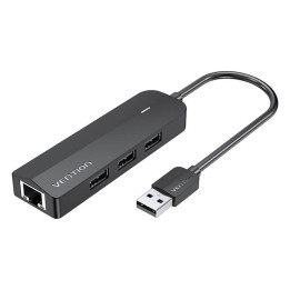 Хаб USB 2.0 3-портовый с Ethernet-адаптером 100 Мбит/с Vention CHPBB 0,15 м, Черный