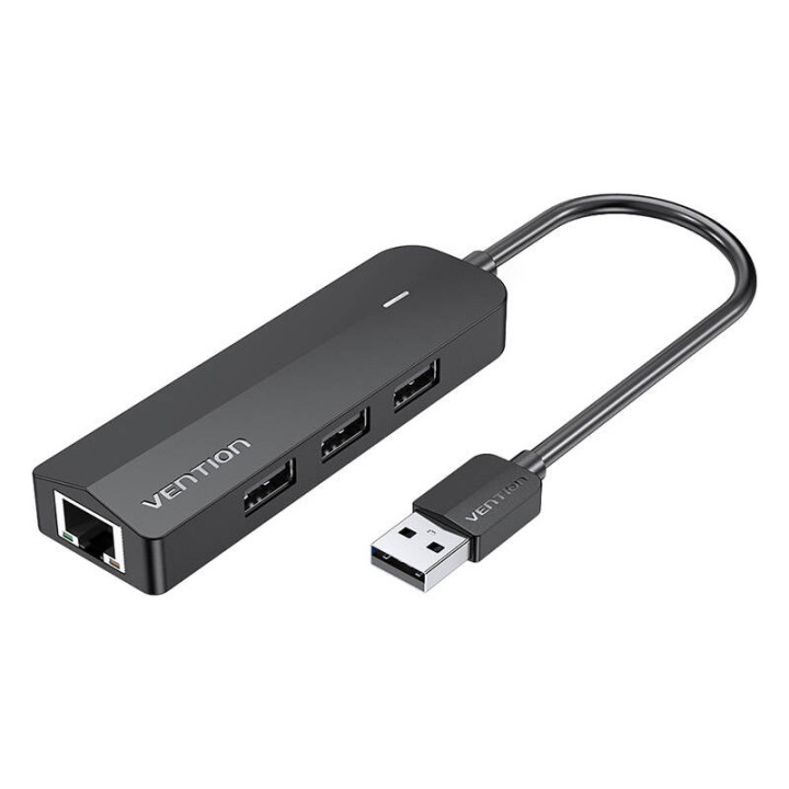 Хаб USB 2.0 3-портовый с Ethernet-адаптером 100 Мбит/с Vention CHPBB 0,15 м, Черный