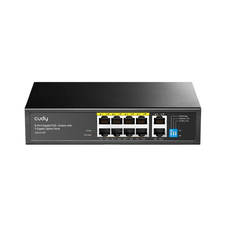 Cudy 8-portne Gigabit PoE+ lüliti 2 gigabitise üleslingi pordiga 120 W haldamata
