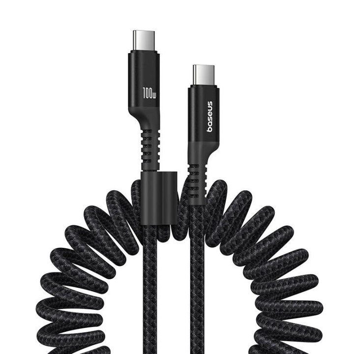 Ātrās uzlādes kabelis no USB-C uz USB-C Baseus Fish-Eye 100 W, 1 m (melns)