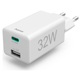 Hama mini 32W, PD/QC (1X USB-C, 1X USB-A), белый