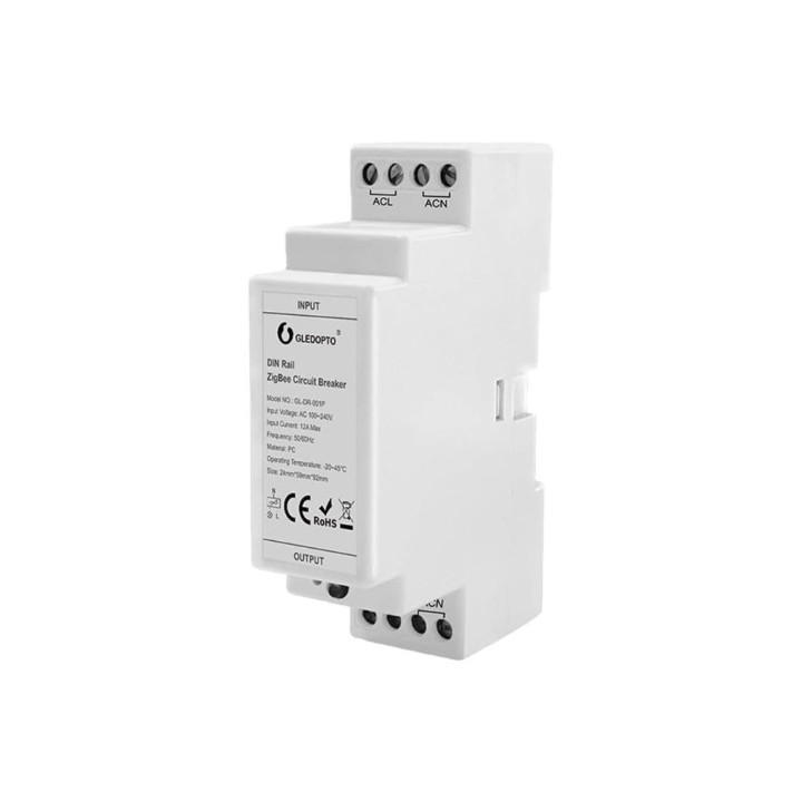 Gledopto GL-DR-001P, Pro Zigbee 3.0 relemoduuli (12A), DIN-kiskoyhteensopiva (GL-DR-001P)
