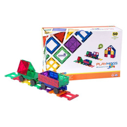 Magnētiskās flīzes 3D Train Playmags 153 - 50gab komplektā
