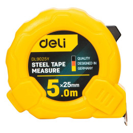Plieninė matavimo juosta 5m/25mm Deli Tools EDL9025Y (geltona)