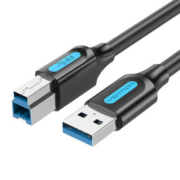 USB 3.0 A līdz B drukas kabelis Vention COOBI 2A 3m Black PVC