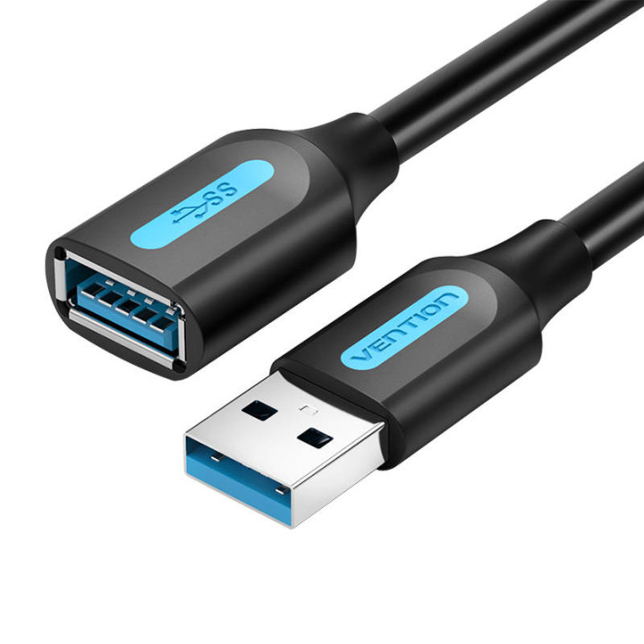 Kabeļa pagarinātājs USB 3.0 A vīrišķā-sieviete Vention CBHBD 0,5 m melns