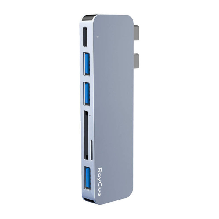 Хаб 6w2 RayCue 2x USB-C с Thunderbolt 3 + 3x USB-A 3.0 5 Гбит/с + SD/TF 2.0 (сзары)