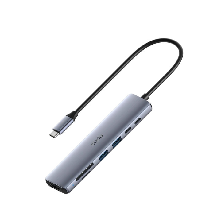 CUDY UH407 USB-C adapteris – daudzfunkciju