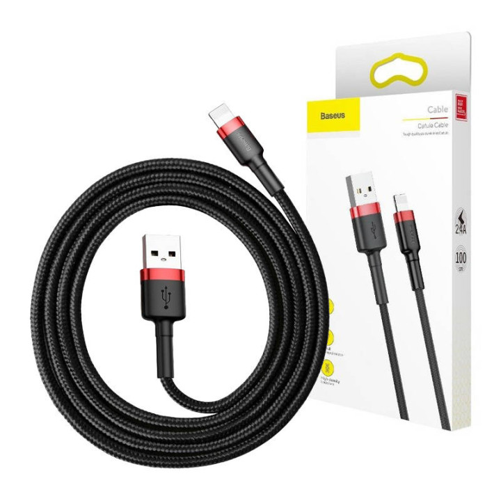 „Baseus Cafule“ kabelis USB Lightning 2A 3m (juodas + raudonas)