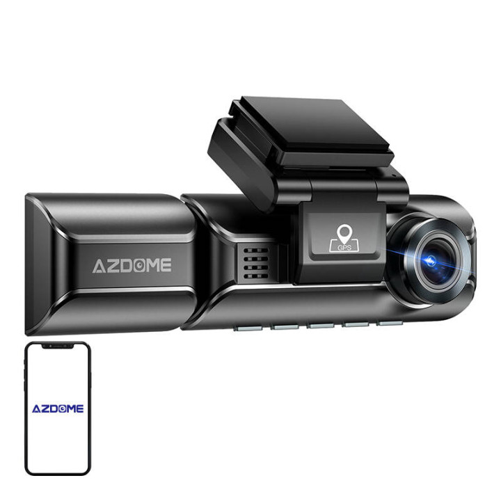 Azdome 550Pro Priekšējā kamera 4K, aizmugurējā kamera 1080p un iekšējā IR kamera, WiFi 5G/2.4G, GPS, G-sensors, USB-C + 64GB atm