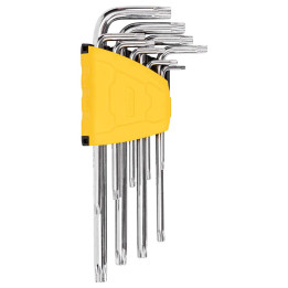 Torx sešstūra atslēgu komplekti 1,5–10 mm Deli Tools EDL3091 (sudrabs)