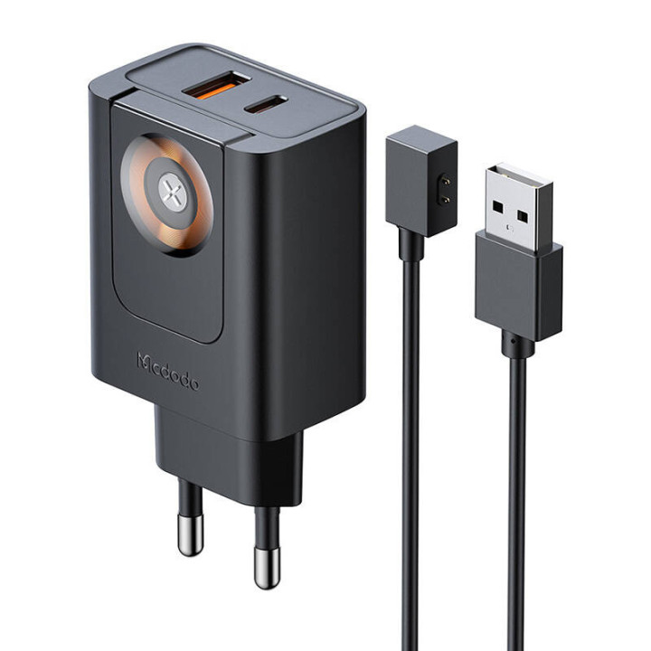 McDodo CH-3700 30 W 2 in-1 USB-C+A lādētājs, melns