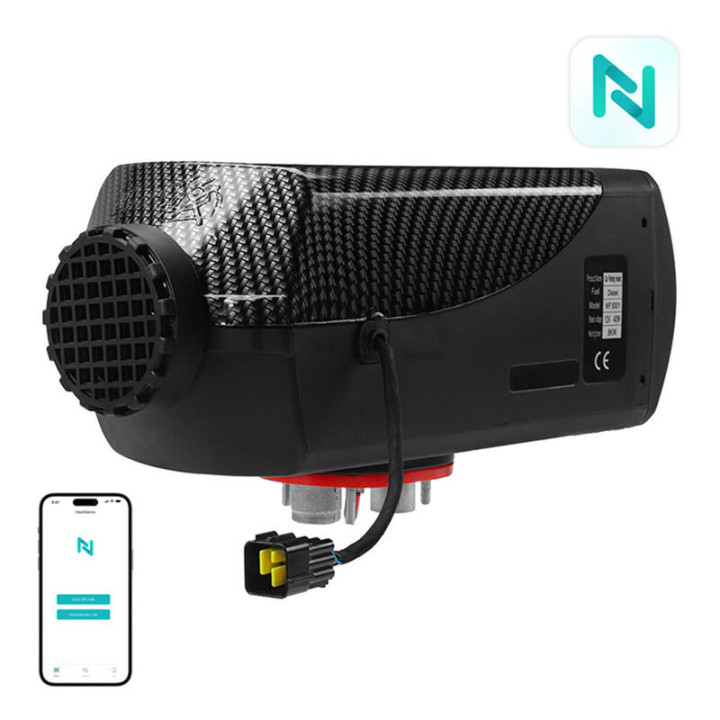 Parking heater Blitzwolf BW-AH-S2-BT, 5kw, 12V, app-controlled with standard banana interface + controller with display + Blueto