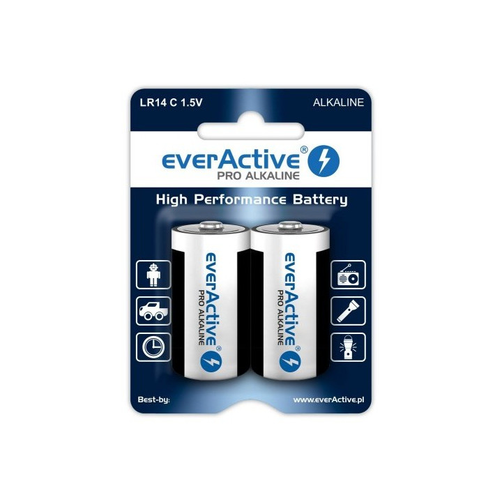 Everactive Pro Alkaline C 1.5V LR14 EN93 AM2 MN1400 Батарейки в блистере 2шт.