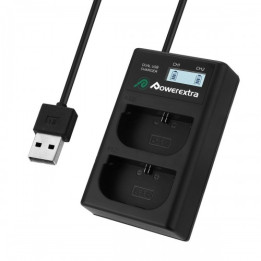 2 зарядных устройства Powerextra LP-E6 с двойным ЖК-дисплеем и USB для камеры Canon XC10 XC15 EOS 60D 60Da 70D 80D 70D 60Da 5D-I