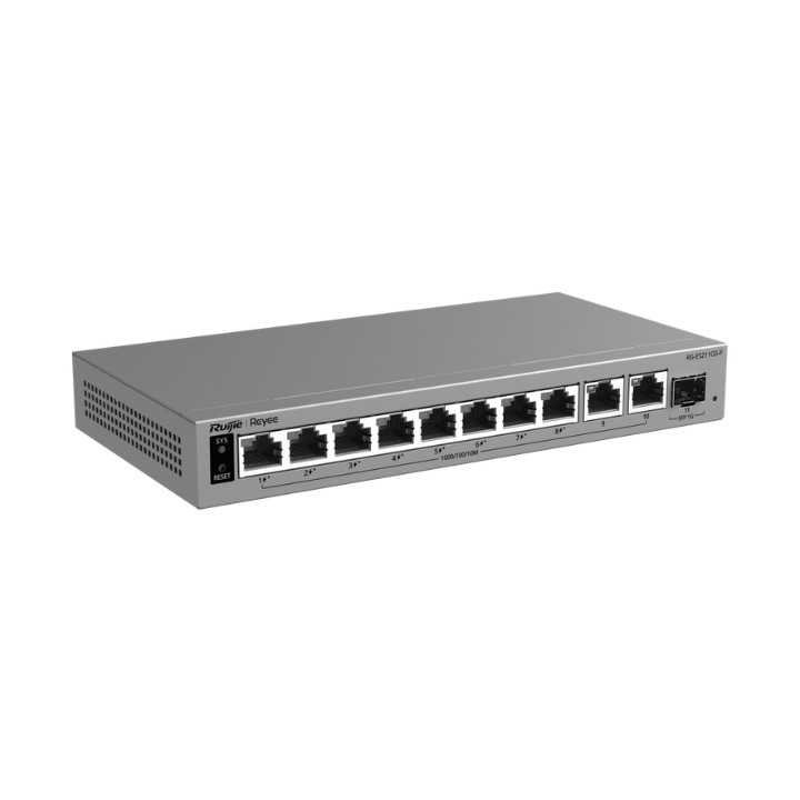 SLĒDZIS POE RG-ES211GS-P 8 PRIEVADŲ + 2X UPLINK + 1X SFP REYEE