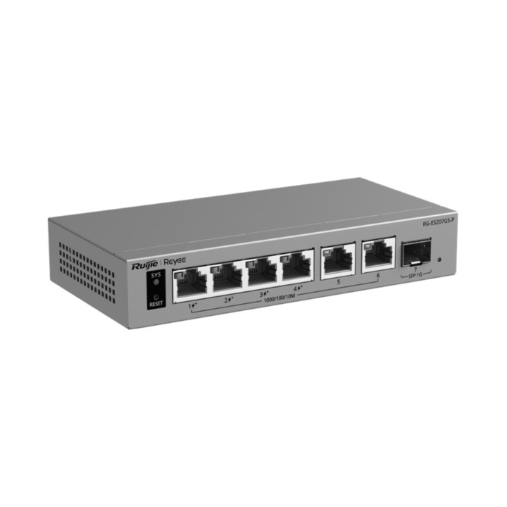 LÜLITI POE RG-ES207GS-P 4 PRIEVADŲ + 2X UPLINK + 1X SFP REYEE