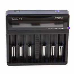 Efest LUC V6 LCD ir USB įkroviklis 6x Li-ion akumuliatorių įkroviklis