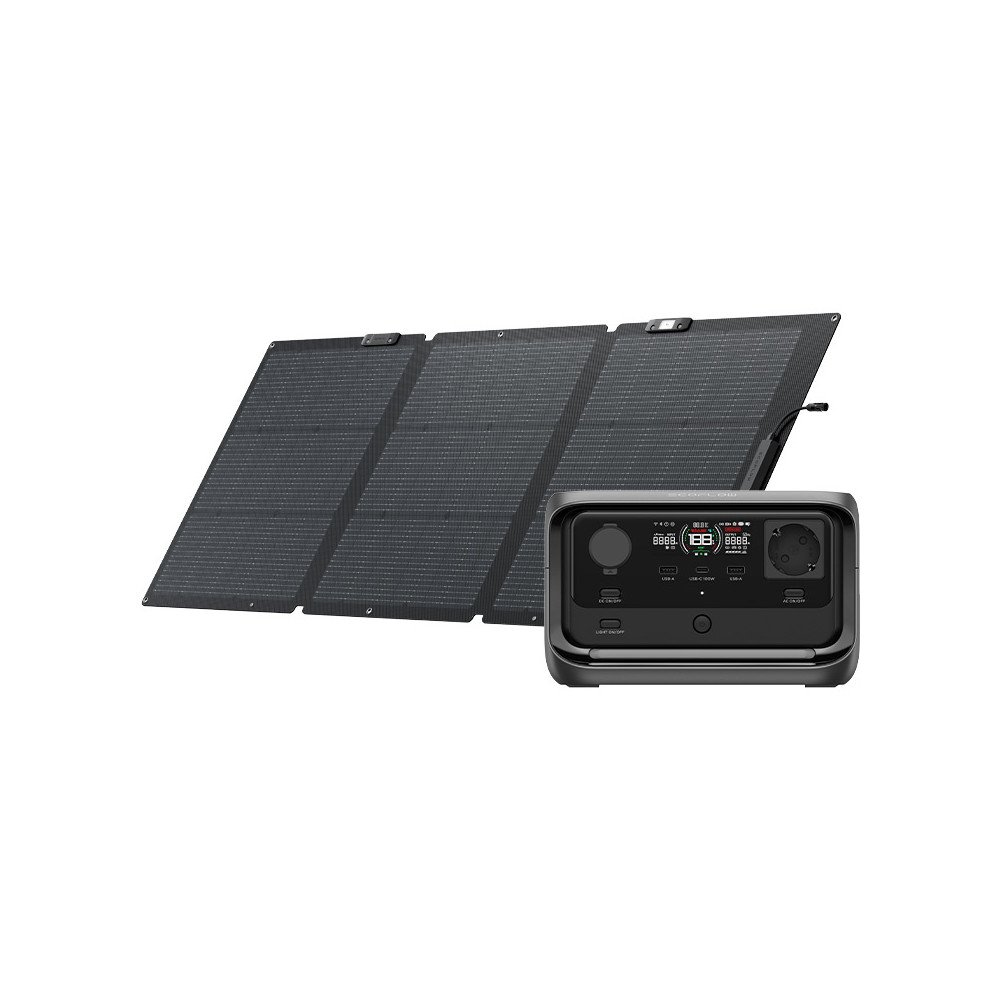 Rinkinys: Ecoflow River 3 Plus elektrine + 160 W fotoelektros skydelis.