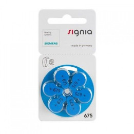 Siemens Signia 675 / PR44 1.45V 650mAh 0%Hg hearing aid (zinc-air) batteries. Made in Germany