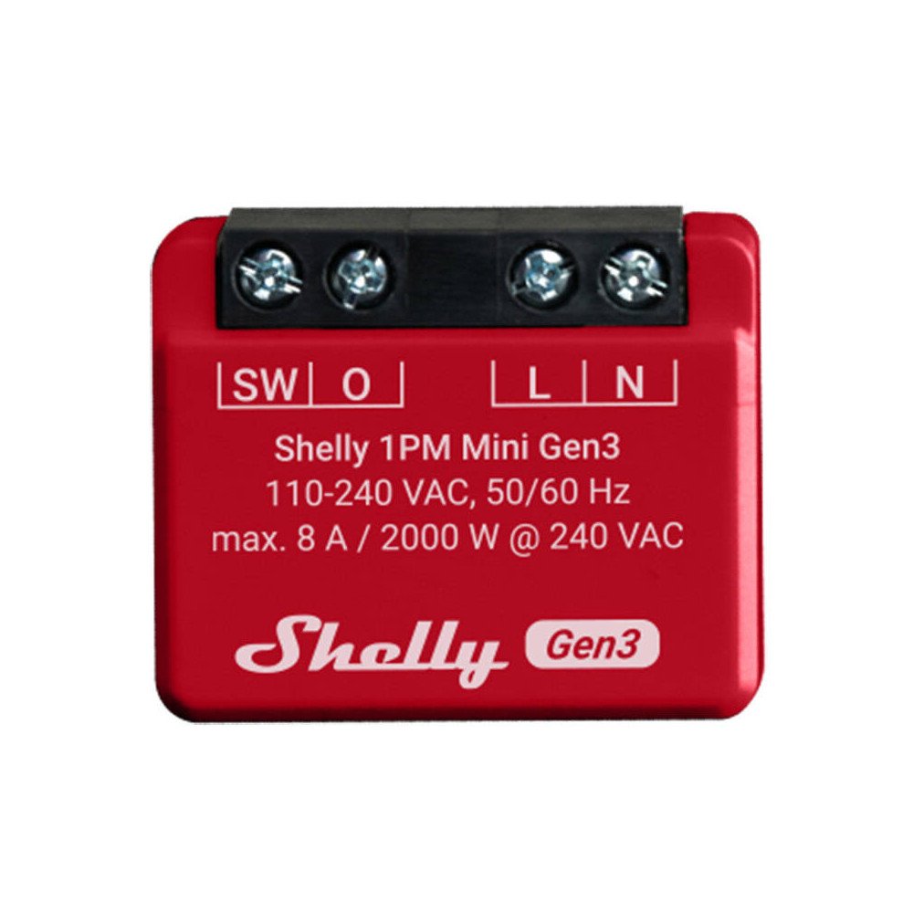 Shelly 1PM Mini Gen3 kontrolieris, WiFi/Bluetooth