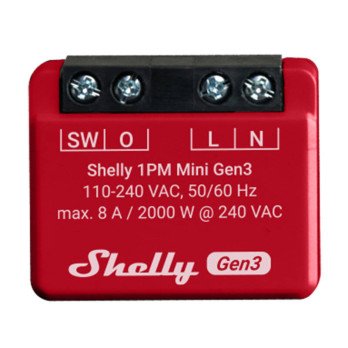 Shelly 1PM Mini Gen3 kontrolieris, WiFi/Bluetooth