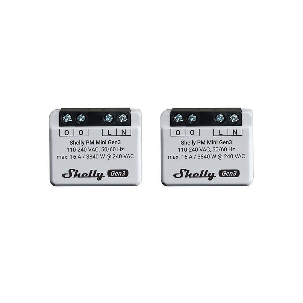 Shelly PM Mini Gen3 komplekts ar 2 kontrolieriem, WiFi/Bluetooth