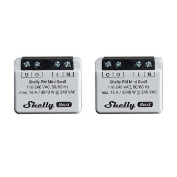 Shelly PM Mini Gen3 komplekts ar 2 kontrolieriem, WiFi/Bluetooth