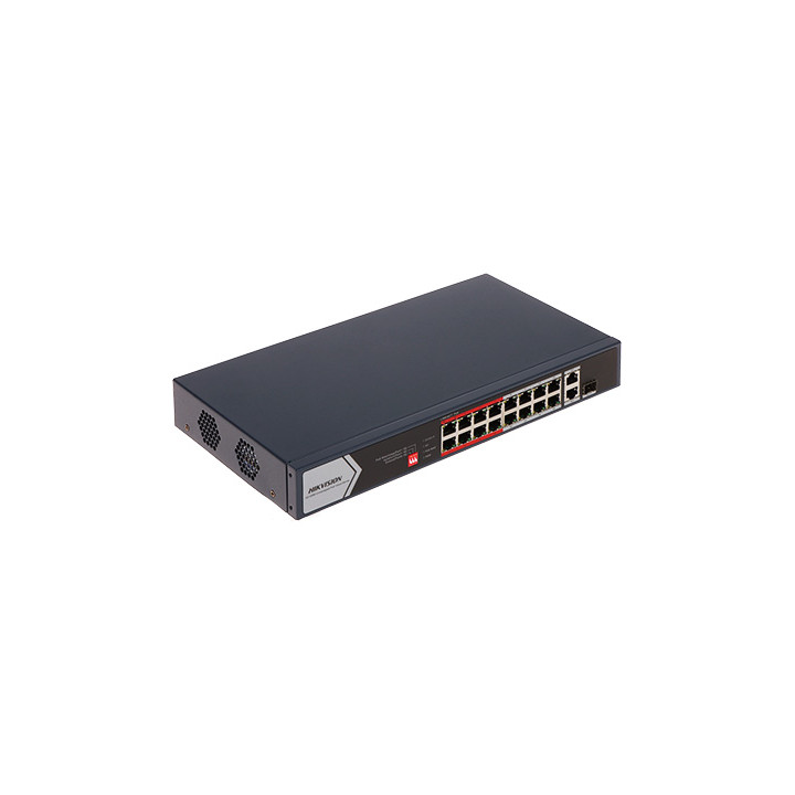 Hikvision DS-3E0318P-E/M(C) 16 portu Fast Ethernet nepārvaldāms PoE slēdzis