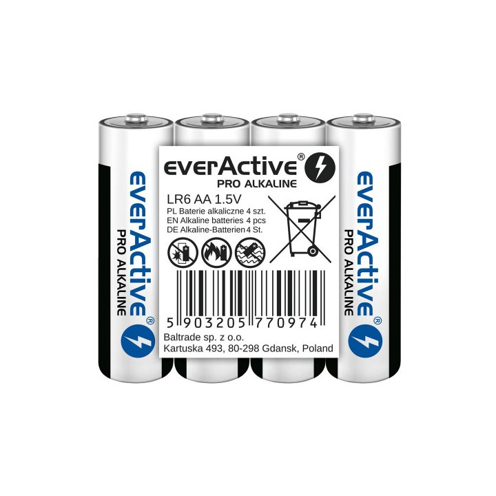 everActive Pro Alkaline AA LR6 1,5V 2900mAh akut, 4 kpl. kutistua