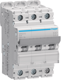 Hager NRN310 miniatūras ķēdes pārtraucējs 3P C 10A 10kA