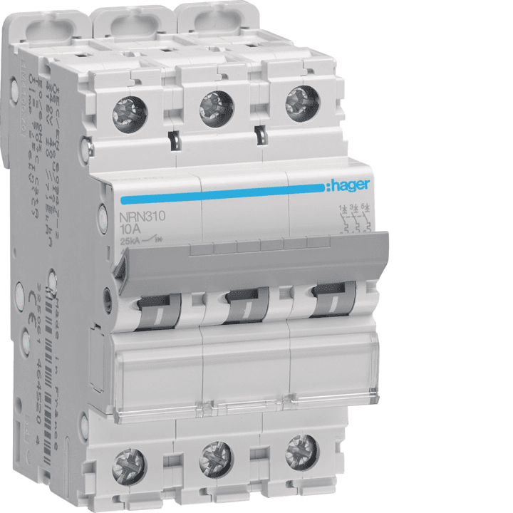 Hager NRN310 miniatūras ķēdes pārtraucējs 3P C 10A 10kA