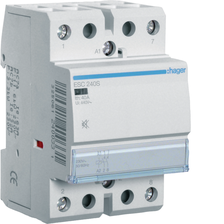 Hager ESC240S Silent Modular Contactor 40A 2NO 230V