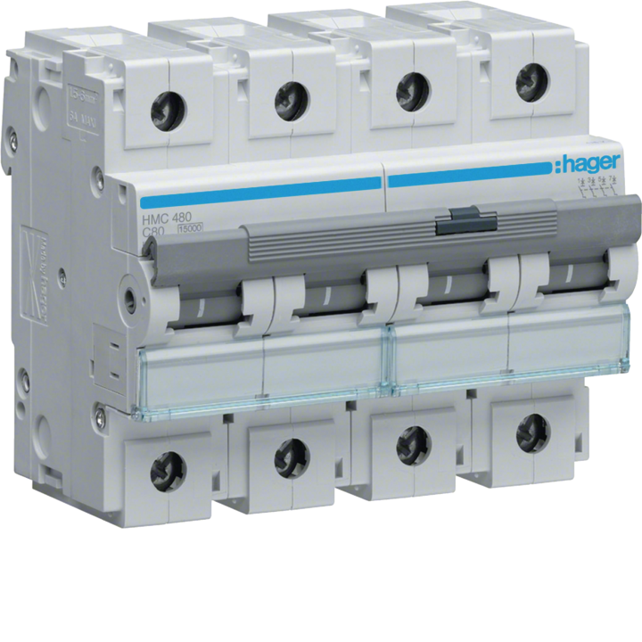 Hager HMC480 Miniature Circuit Breaker 4P C 80A