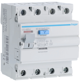 Hager CD463J RCCB 4P 63A 30mA Type A