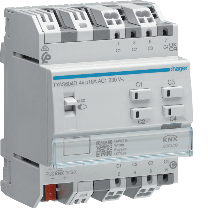Hager TYA604D Output Module 4-fold 16A C-Load Adapted