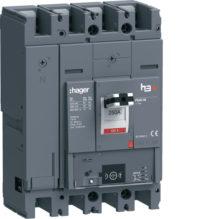 Hager HMW251NR MCCB h3+ P630 Energy 4P 250A 50kA