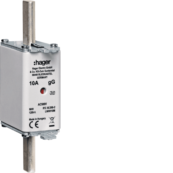Hager LNH050M NH0 gG 500V 50A kaksoisilmaisimen sulakelinkki