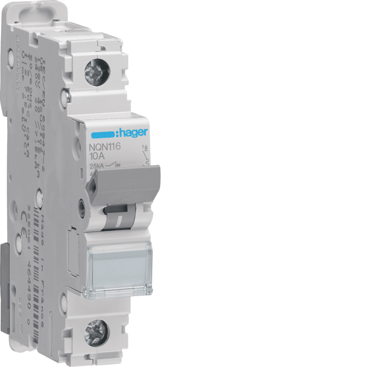 Hager NQN116 Miniature Circuit Breaker 1P B-Curve 16A