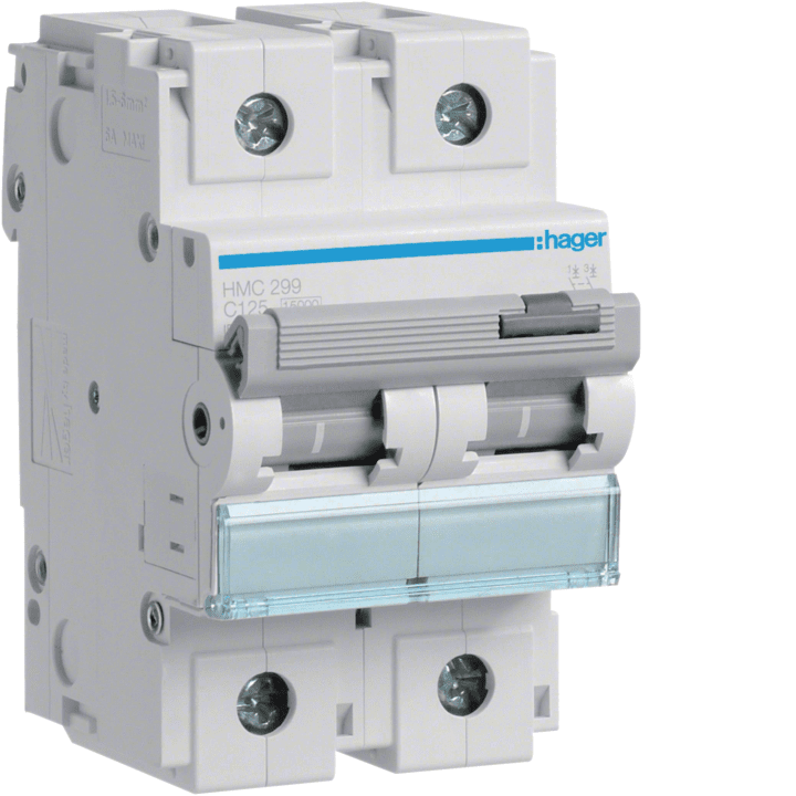 Hager HMC299 miniatūrs ķēdes pārtraucējs 2P C-Curve 125A