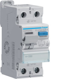 Hager CDF525D RCCB 1P+N 25A 30mA Type F