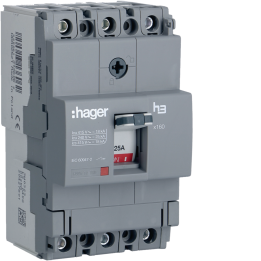 Hager HDA025L Molded Case -virtakatkaisija h3 x160, 3P 25A, 18kA