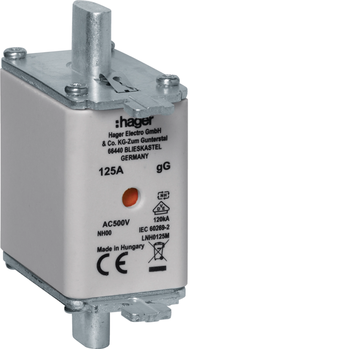 Предохранительный элемент Hager LNH0125M HRC LV, NH00 gG AC500V 125A
