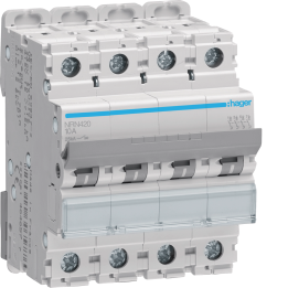 Hager K20A MCB, 4-polu 20A, līkne C, 25kA